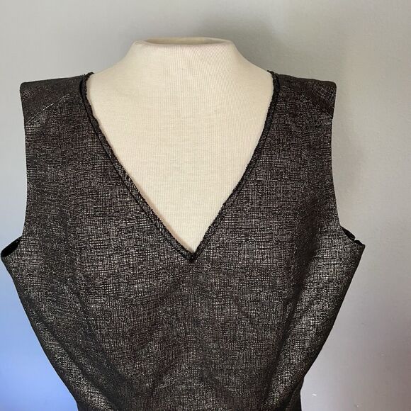 NWT Tahari Blouse XL Peplum Top Metalic Black Gold Holiday Party Date Wedding - Picture 2 of 15